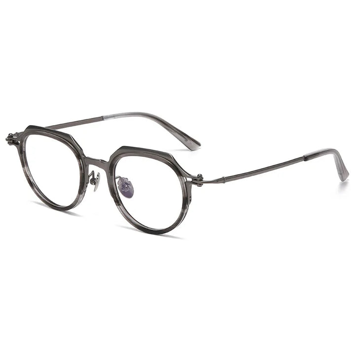 Black Mask Unisex Full Rim Round Titanium Eyeglasses BM-A5872