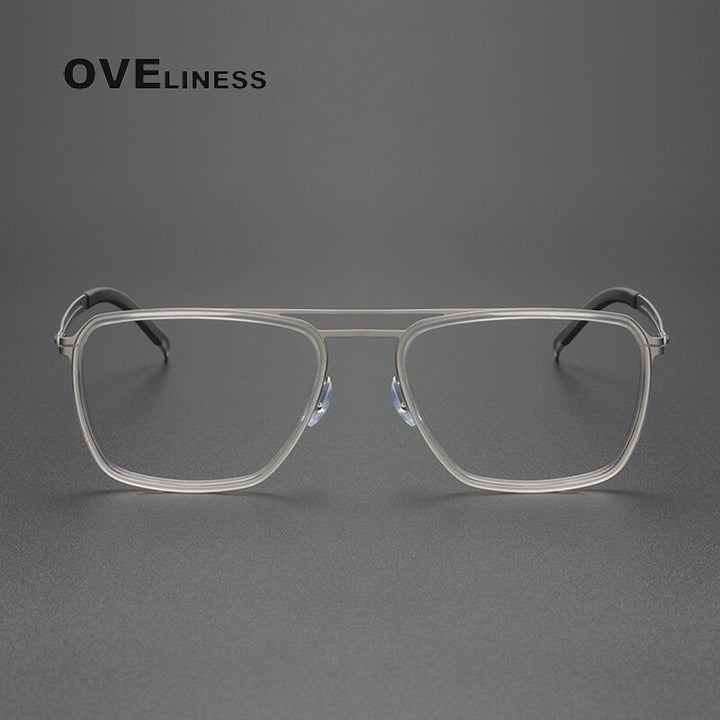 Oveliness Unisex Full Rim Square Double Bridge Titanium Eyeglasses 8202311 Full Rim Oveliness   