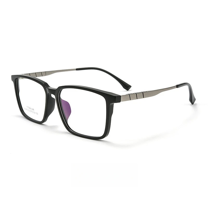 Yimaruili Men's Full Rim Big Square Tr 90 Titanium Eyeglasses 61012 Full Rim Yimaruili Eyeglasses Matte Black Gun  