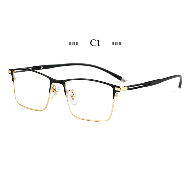 Hotochki Men's Full Rim Square Titanium Eyeglasses 86127