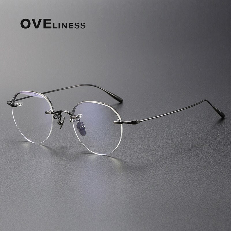 Oveliness Unisex Rimless Oval Titanium Eyeglasses 611 Rimless Oveliness gun  