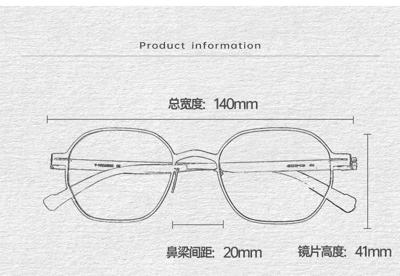 Black Mask Unisex Full Rim Polygon Screwless Titanium Eyeglasses 80993
