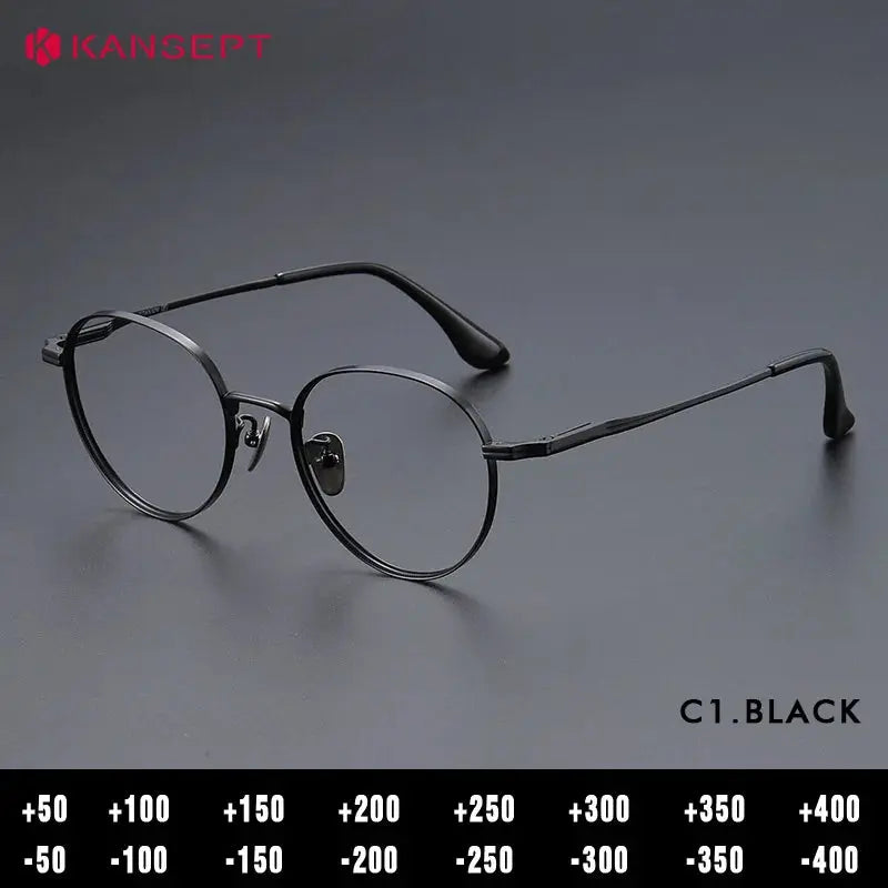Kansept Unisex Full Rim Round Titanium Frames 266000 FuzWeb
