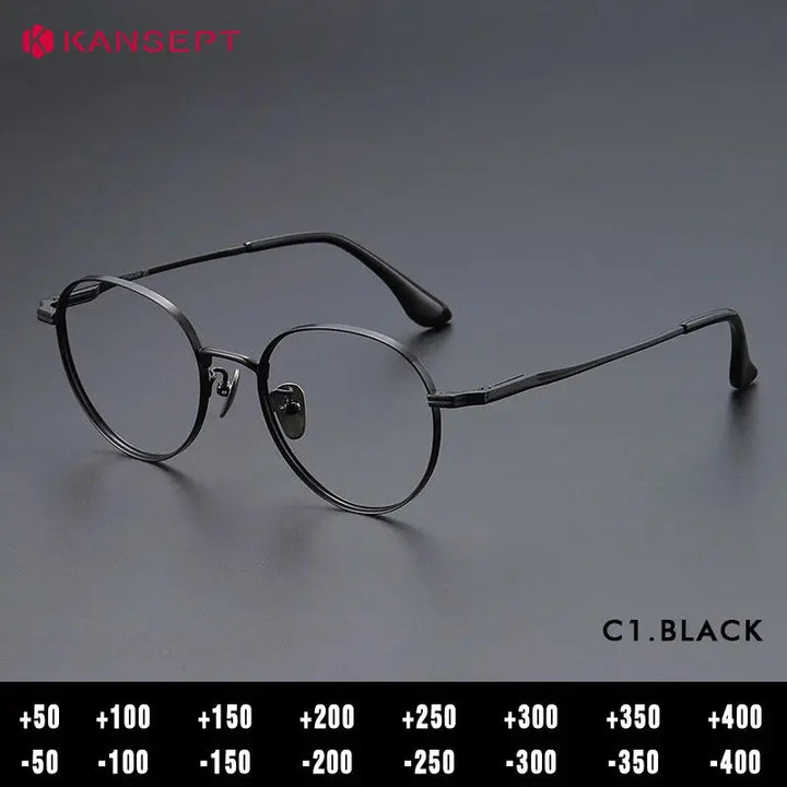 Kansept Unisex Full Rim Round Titanium Frames 266000 FuzWeb