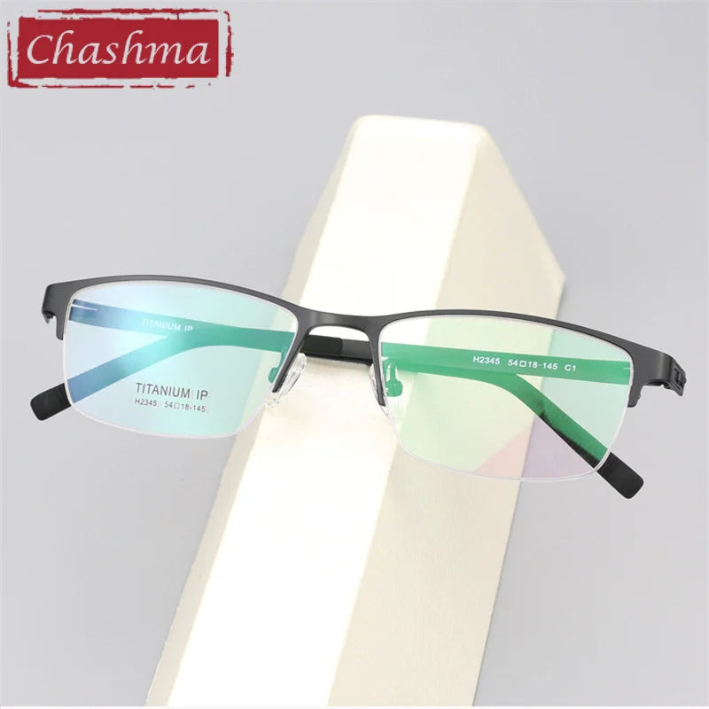 Chashma Unisex Semi Rim Square Screwless Titanium Eyeglasses 23459