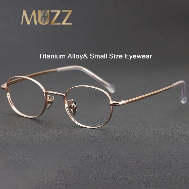 Muzz Unisex Full Rim Small Oval Square Titanium Alloy Eyeglasses 91312 Full Rim Muzz   