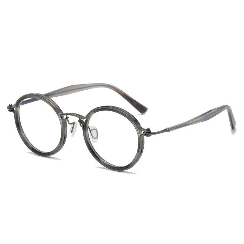 Black Mask Unisex Full Rim Round Titanium Eyeglasses BM-5862