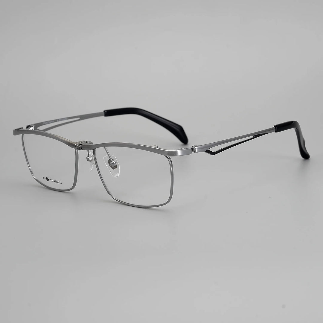 Aror Unisex Full Rim Square Titanium Flip Up Eyeglasses 19488 Full Rim Aror Silver