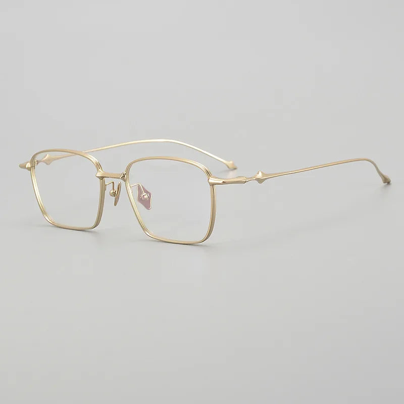 Black Mask Unisex Full Rim Irregular Square Titanium Eyeglasses 0102 Full Rim Black Mask Gold  