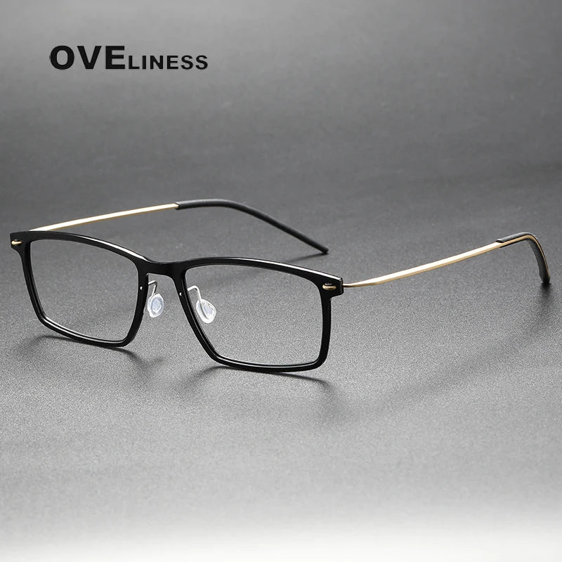 Oveliness Women's Full Rim Square Acetate Titanium Eyeglasses 366544