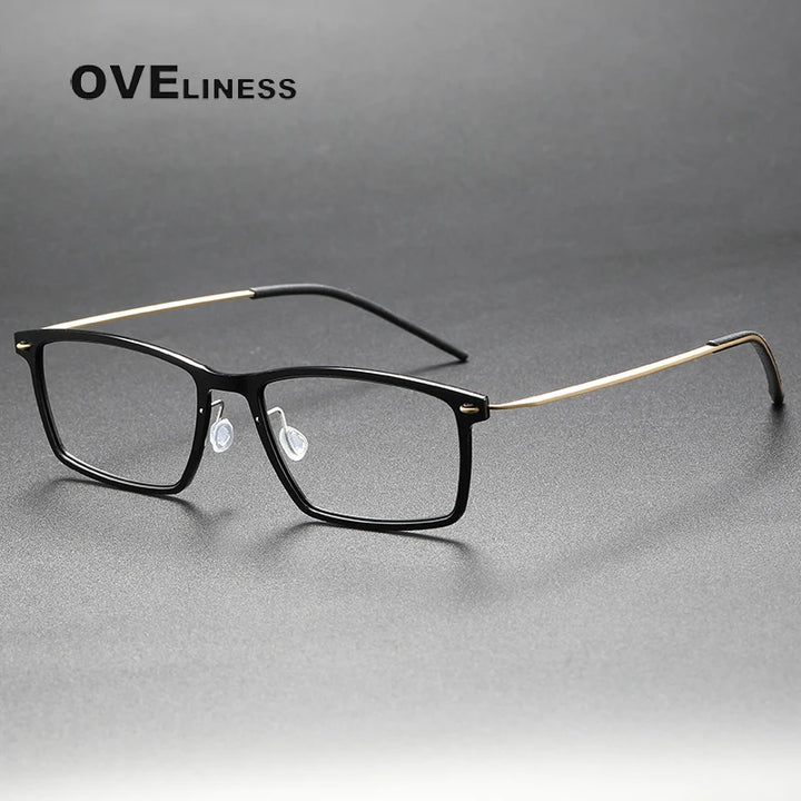 Oveliness Women's Full Rim Square Acetate Titanium Eyeglasses 366544