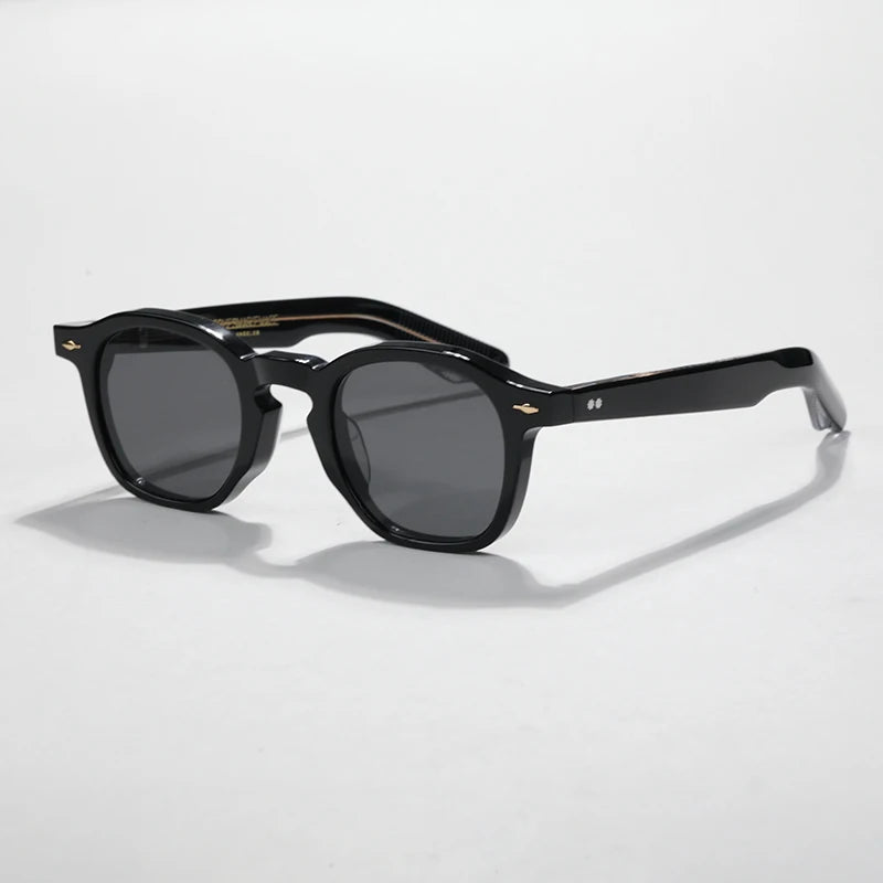 Hewei Unisex Full Rim Round Sunglasses 0034 Sunglasses Hewei black-black as picture 
