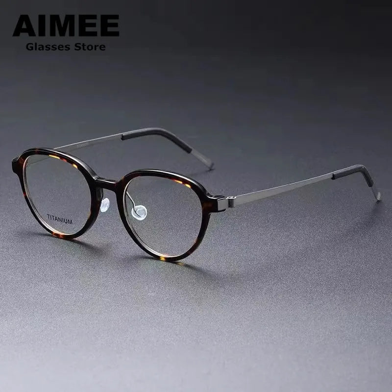 Aimee Unisex Full Rim Oval Screwless Titanium Acetate Eyeglasses 1176 Full Rim Aimee   