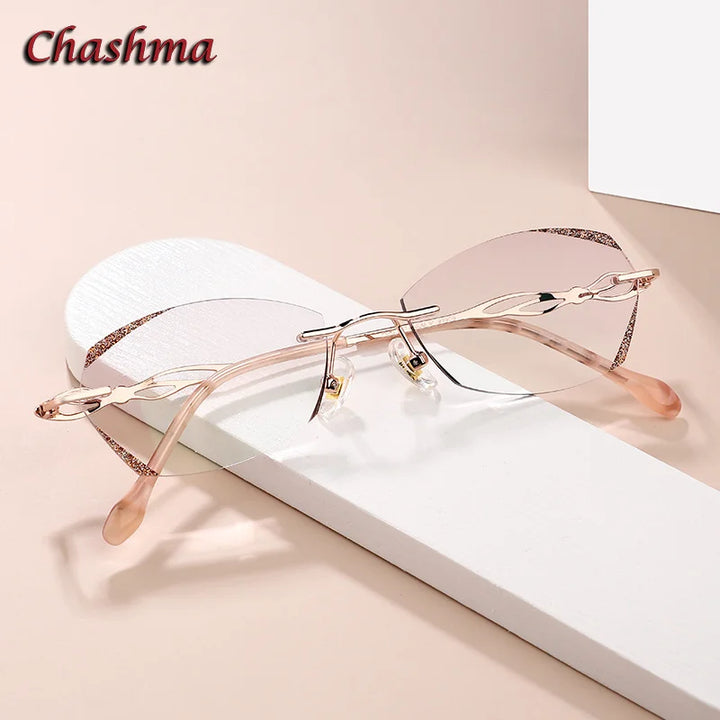 Chashma Ochki Women's Rimless Oval Titanium Eyeglasses 2156