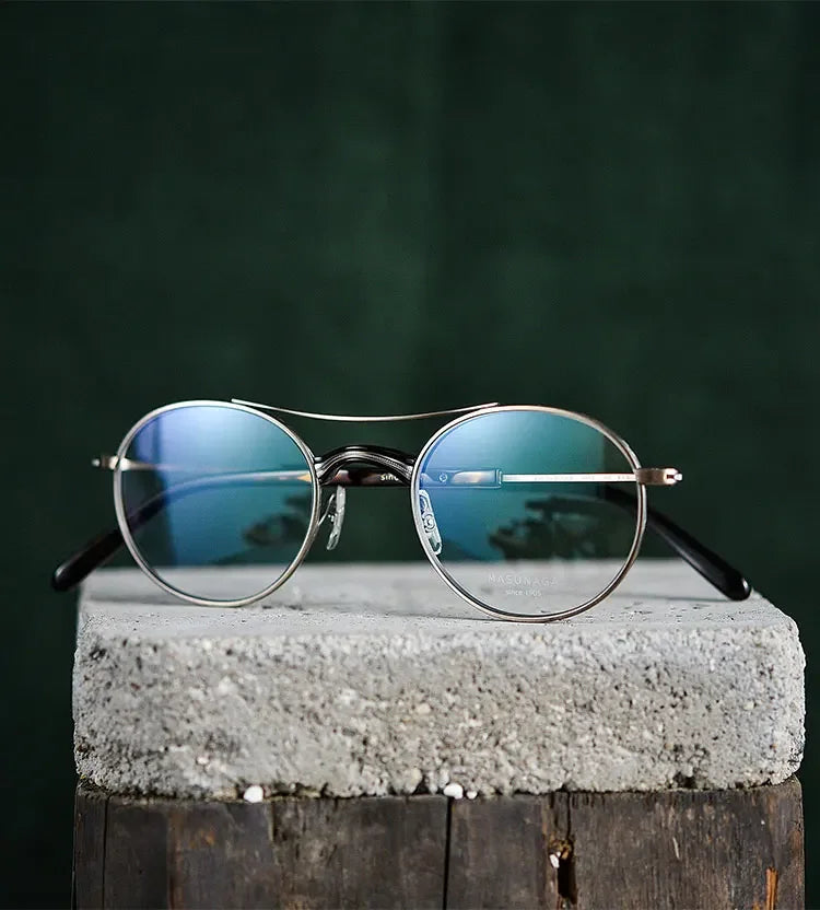 Aror Women's Full Rim Round Double Bridge Acetate Titanium Eyeglasses 749106 Full Rim Aror