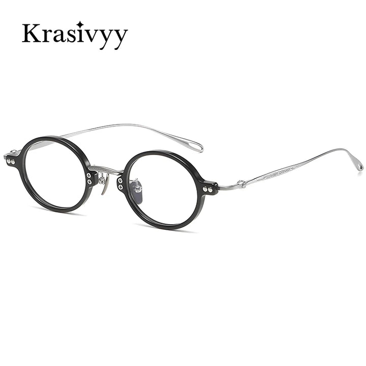 Krasivyy Unisex Full Rim Round Titanium Acetate Eyeglasses 45956