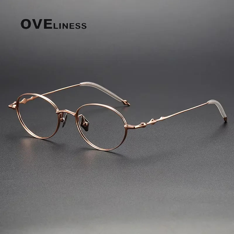 Oveliness Women's Full Rim Oval Round Titanium Eyeglasses 13519 Full Rim Oveliness rose gold  