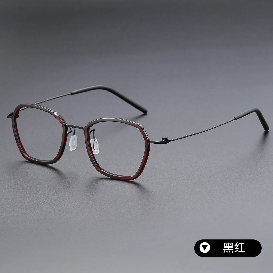 Bclear Unisex Full Rim Polygon Oval Acetate Titanium Eyeglasses 639851