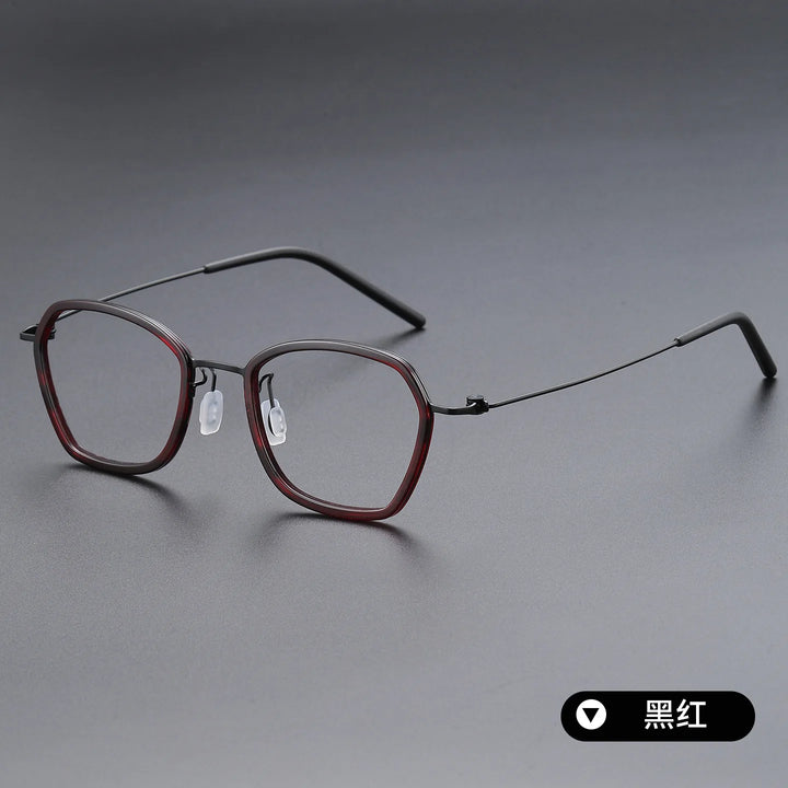 Bclear Unisex Full Rim Polygon Oval Acetate Titanium Eyeglasses 639851