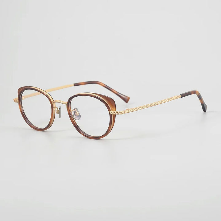 Hewei Unisex Full Rim Cat Eye Titanium Acetate Eyeglasses 549001