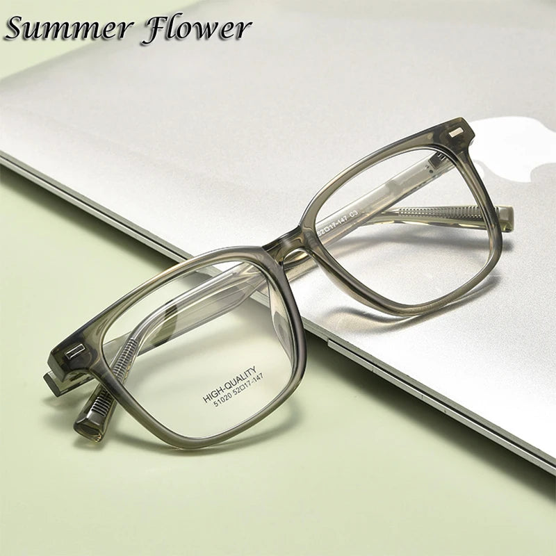 Summer Flower Women's Full Rim Square Tr 90 Titanium Eyeglasses 51020 Full Rim Summer Flower