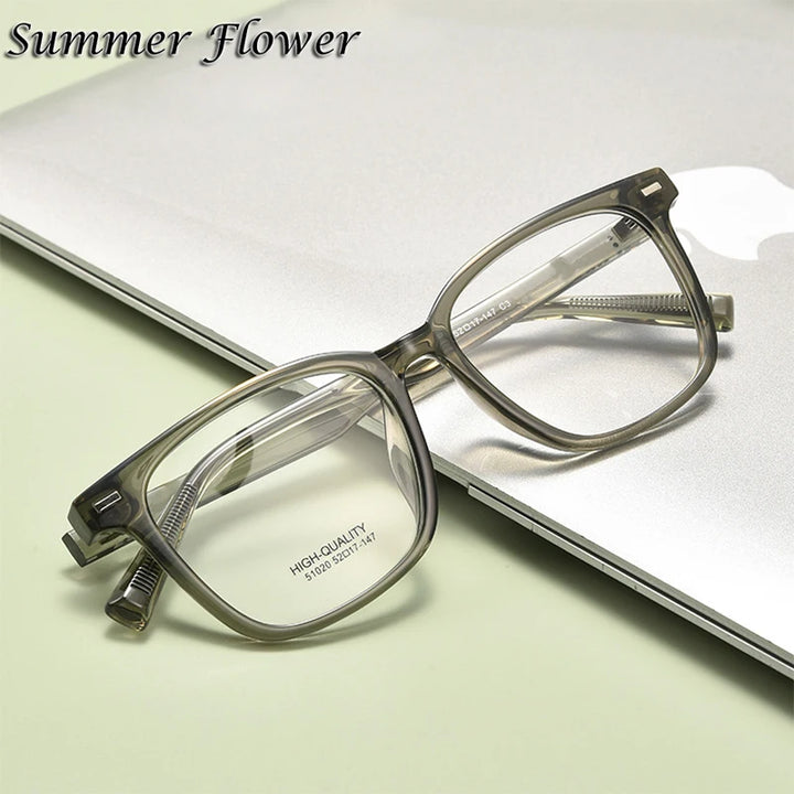 Summer Flower Women's Full Rim Square Tr 90 Titanium Eyeglasses 51020