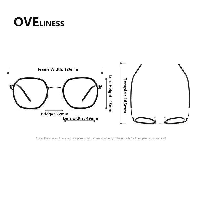 Oveliness Women's Full Rim Square Acetate Titanium Eyeglasses 381052