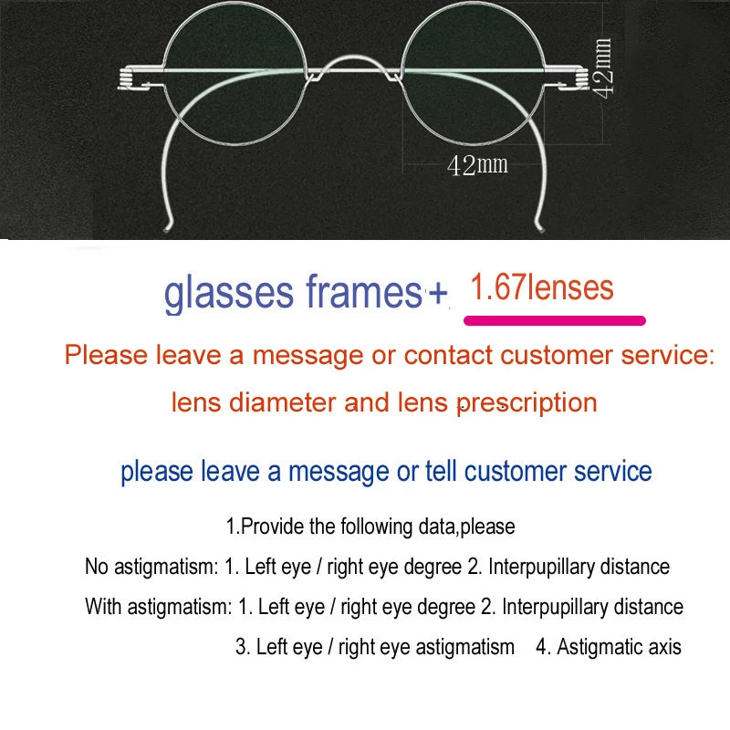 Yujo Unisex Full Rim Round Stainless Steel Custom Eyeglasses Y4042 Full Rim Yujo 167 42 CHINA 