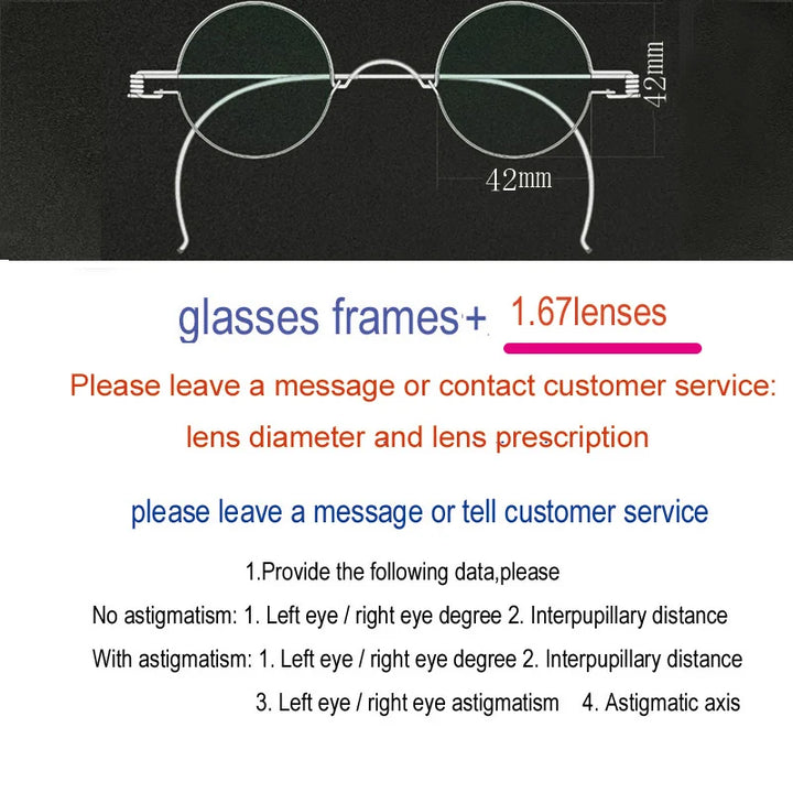 Yujo Unisex Full Rim Round Stainless Steel Custom Eyeglasses Y4042 Full Rim Yujo 167 42 CHINA 