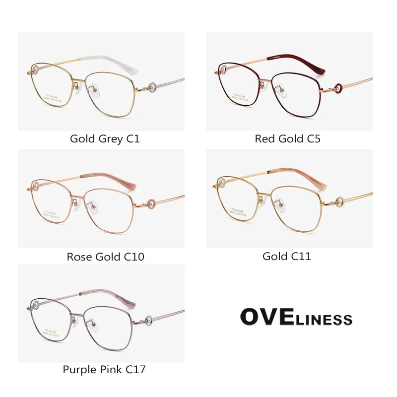 Oveliness Women's Full Rim Square Cat Eye Titanium Eyeglasses 196007 Full Rim Oveliness   