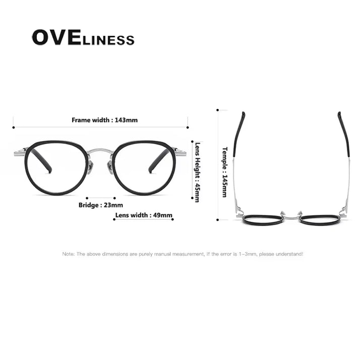 Oveliness Unisex Full Rim Oval Round Acetate Titanium Eyeglasses 43043 Full Rim Oveliness