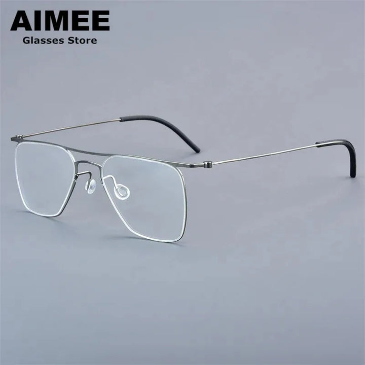 Aimee Women's Full Rim Square Double Bridge Brow Line Titanium Eyeglasses 55702