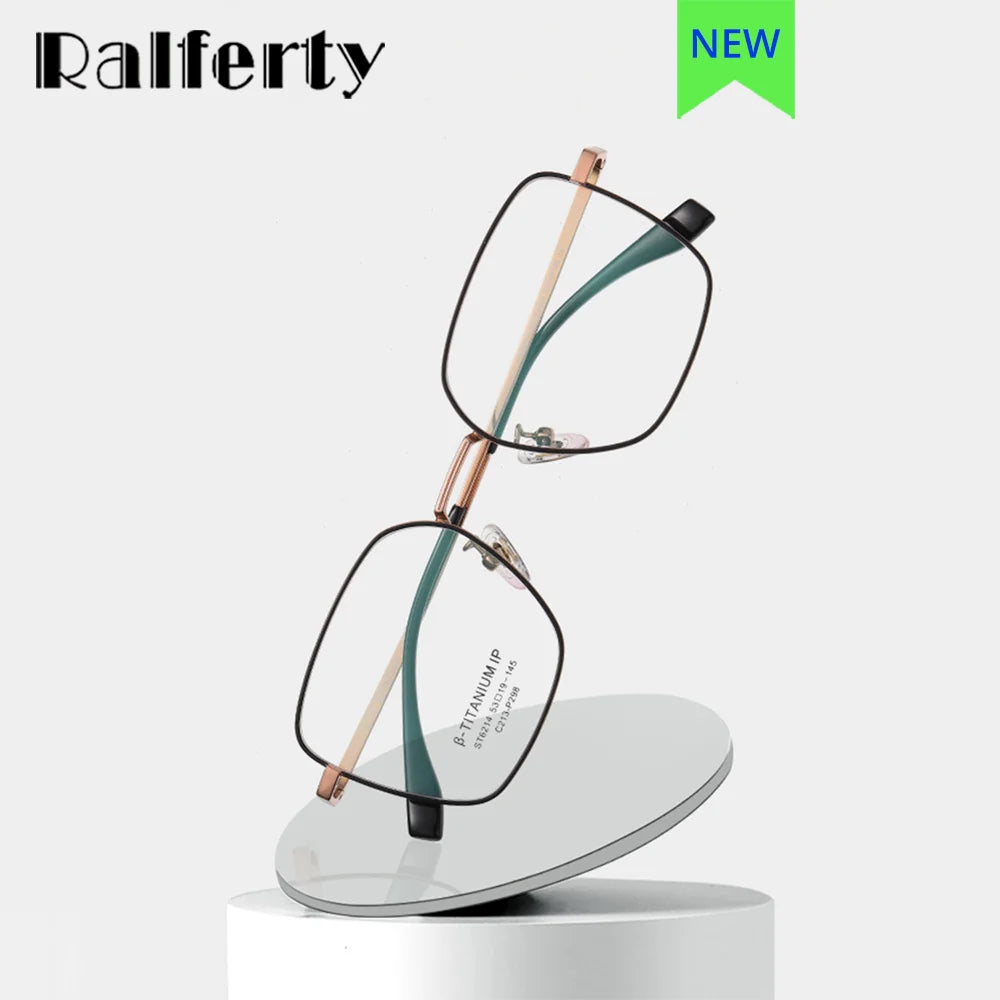 Ralferty Women's Full Rim Square Titanium Eyeglasses R6214 Full Rim Ralferty   