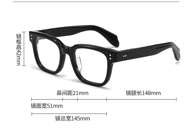 Black Mask Unisex Full Rim Square Thick Acetate Eyeglasses 21377 Full Rim Black Mask   