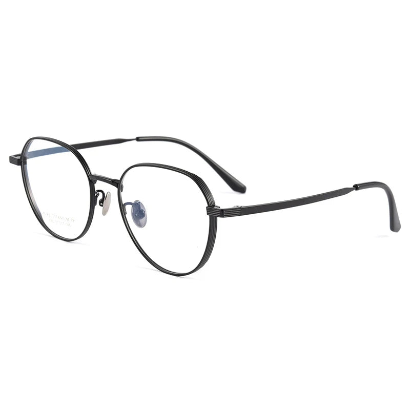 Handoer Women's Full Rim Flat Top Oval Square Titanium Eyeglasses 2050 Full Rim Handoer black  