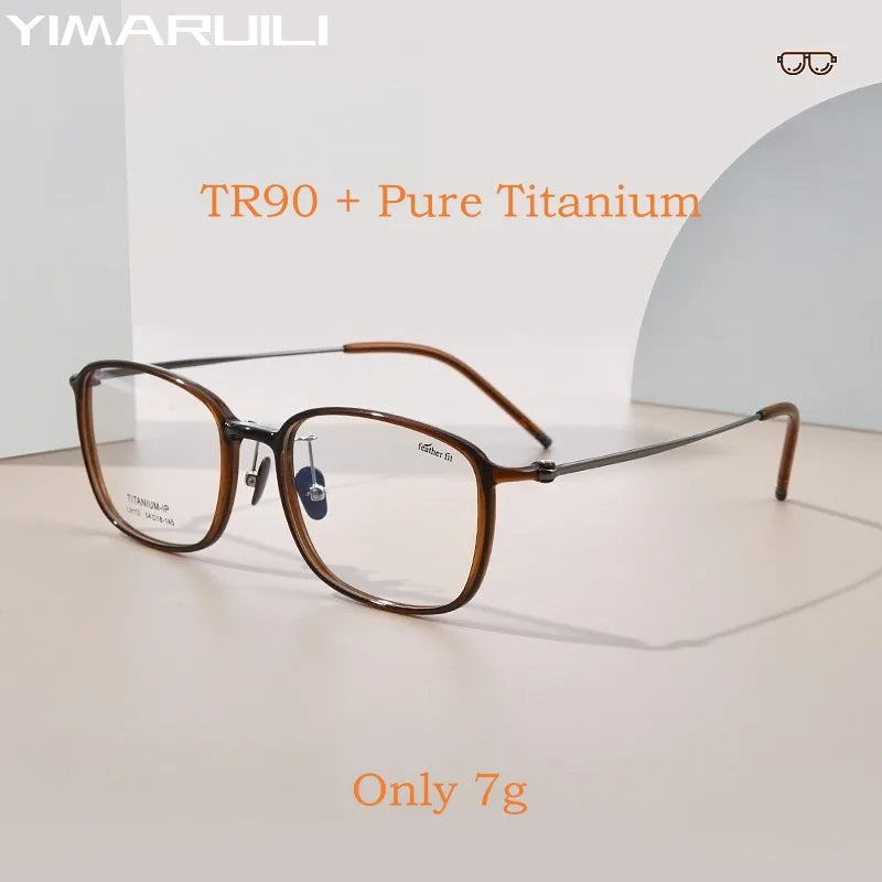 Yimaruili Unisex Full Rim Square Tr 90 Titanium Eyeglasses L9112 Full Rim Yimaruili Eyeglasses   