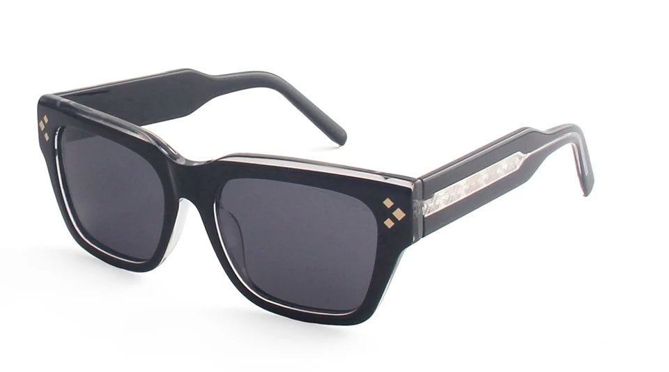 Esnbie Unisex Full Rim Square Brow Line Acetate Sunglasses 491236