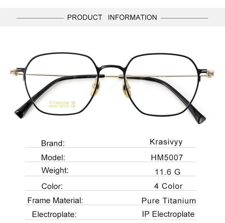 Krasivyy Men's Full Rim Polygon Screwless Titanium Eyeglasses Hm5007 Full Rim Krasivyy   