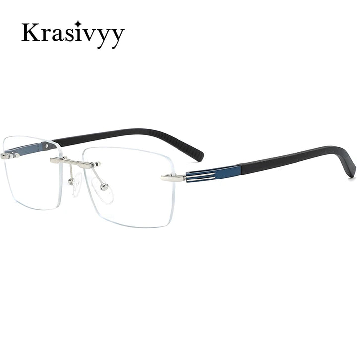 Krasivyy Men's Big Rimless Square Screwless Titanium Eyeglasses 25020 Rimless Krasivyy