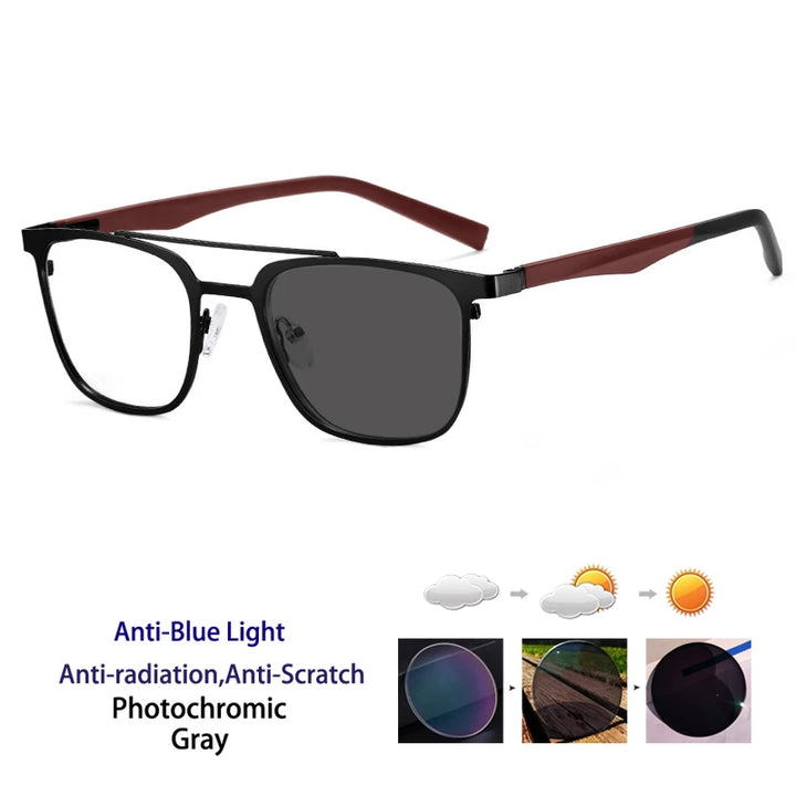 Kocolior Women's Full Rim Square Double Bridge Alloy Reading Glasses 91362