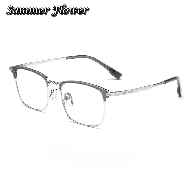 Summer Flower Men's Full Rim Square Titanium Eyeglasses 70104