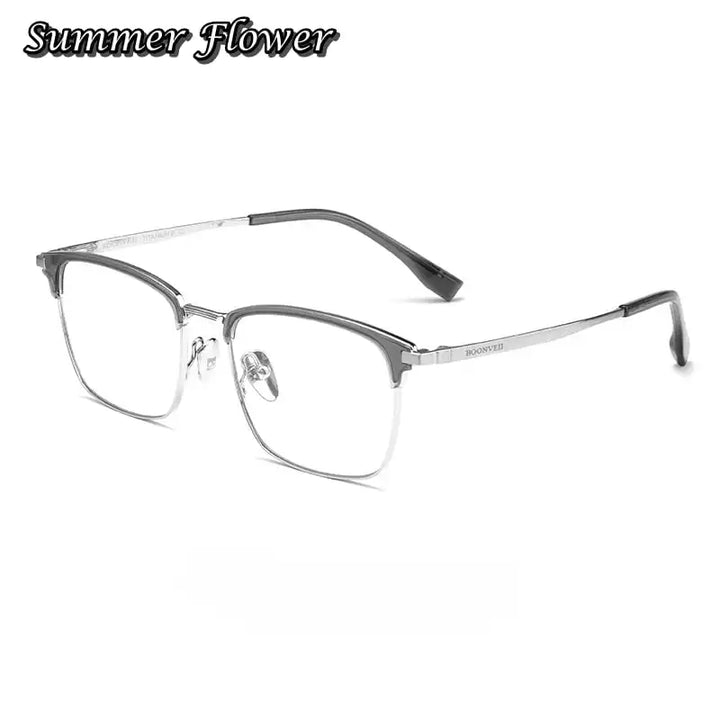 Summer Flower Men's Full Rim Square Titanium Eyeglasses 70104