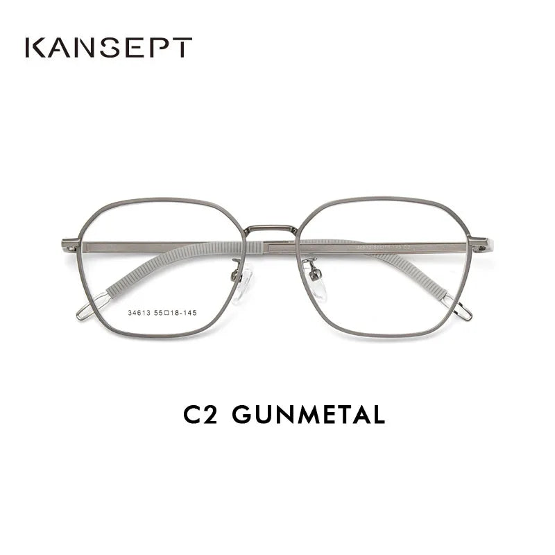 Kansept Men's Full Rim Big Polygon Stainless Steel Eyeglasses 34613 Full Rim Kansept 34613C2 CHINA 