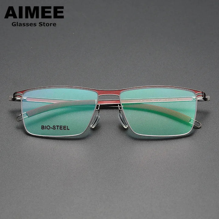 Aimee Unisex Full Rim Square Screwless Titanium Acetate Eyeglasses 22261 Full Rim Aimee Red  