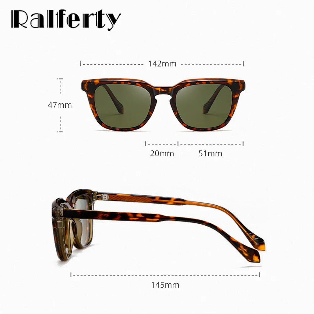 Ralferty Unisex Full Rim Square Tr 90 Alloy Eyeglasses Clip On Sunglasses 334210