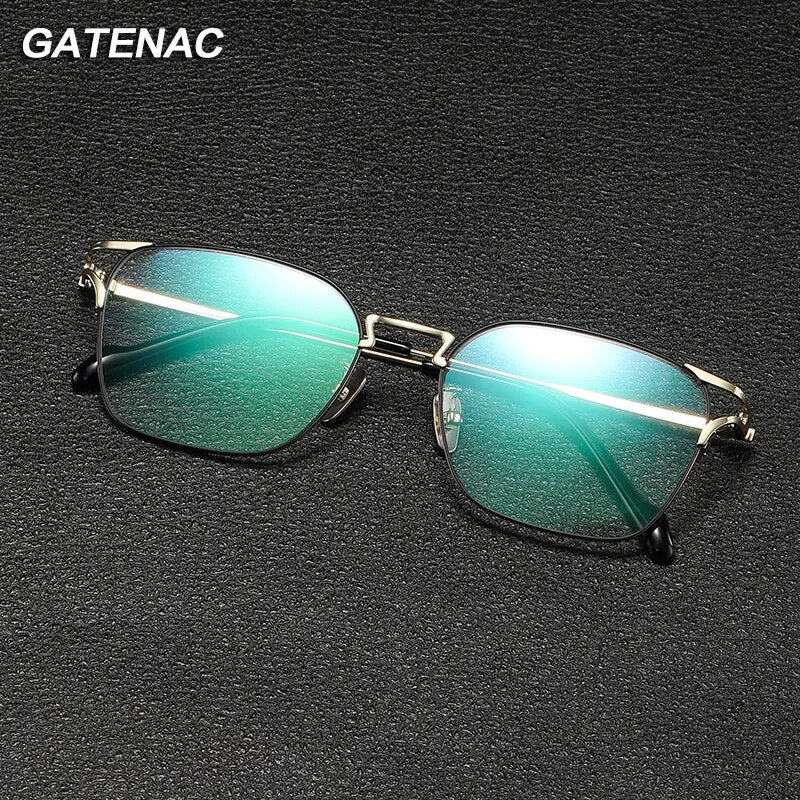 Gatenac Unisex Full Rim Square Titanium Eyeglasses Gxyj1138 Full Rim Gatenac   