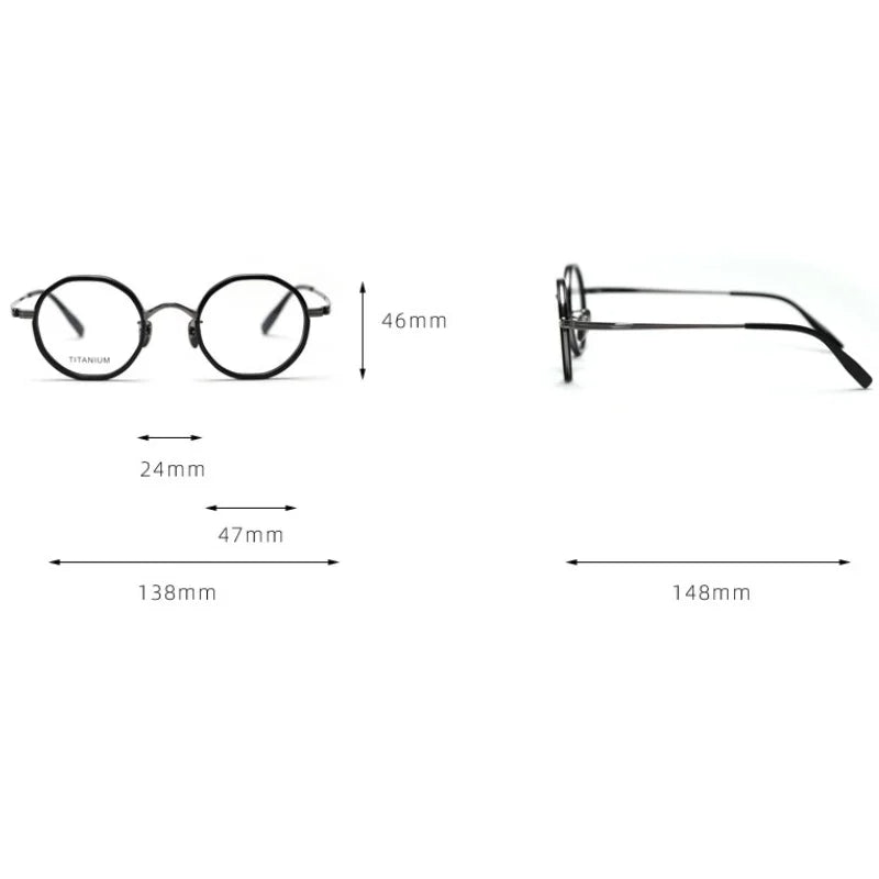 Xbora Women's Full Rim Polygon Round Acetate Titanium Eyeglasses 98076