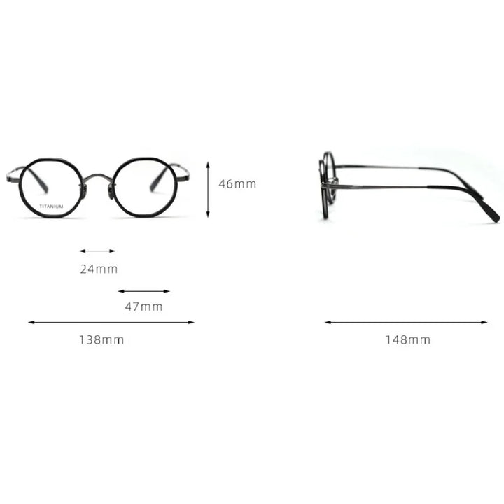 Xbora Women's Full Rim Polygon Round Acetate Titanium Eyeglasses 98076