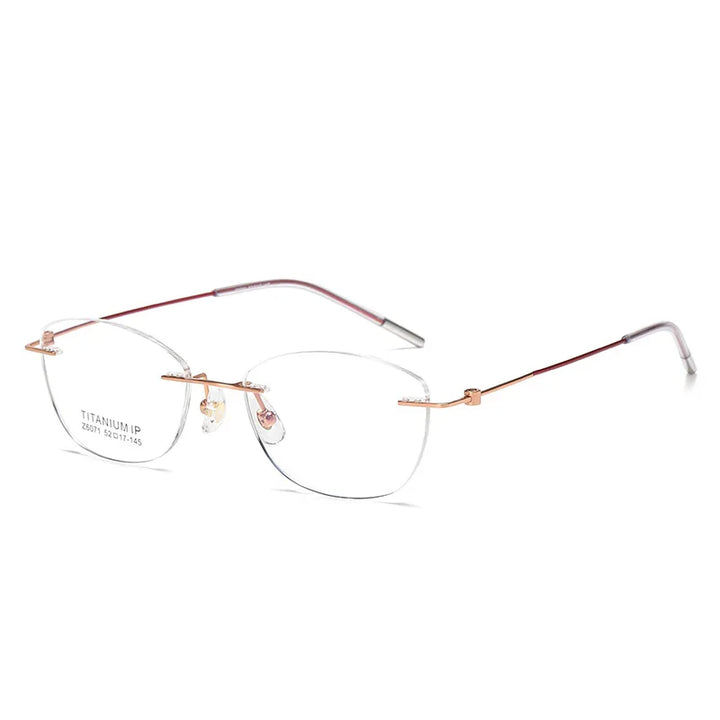 Yimaruili Women's Rimless Putterfly Cat Eye Titanium Eyeglasses 56071