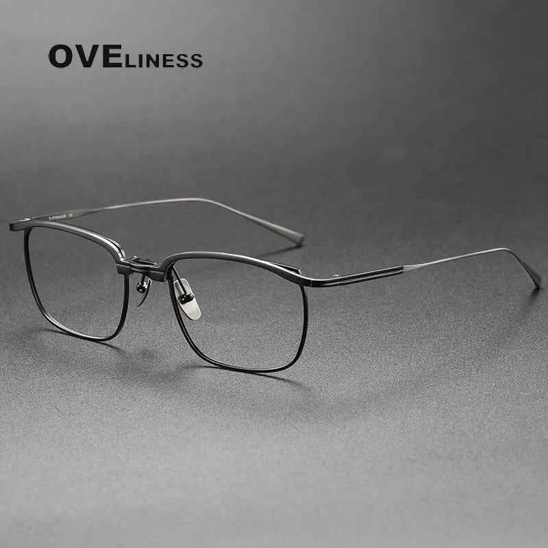 Oveliness Unisex Full Rim Square Titanium Eyeglasses 14820 Full Rim Oveliness gun black  